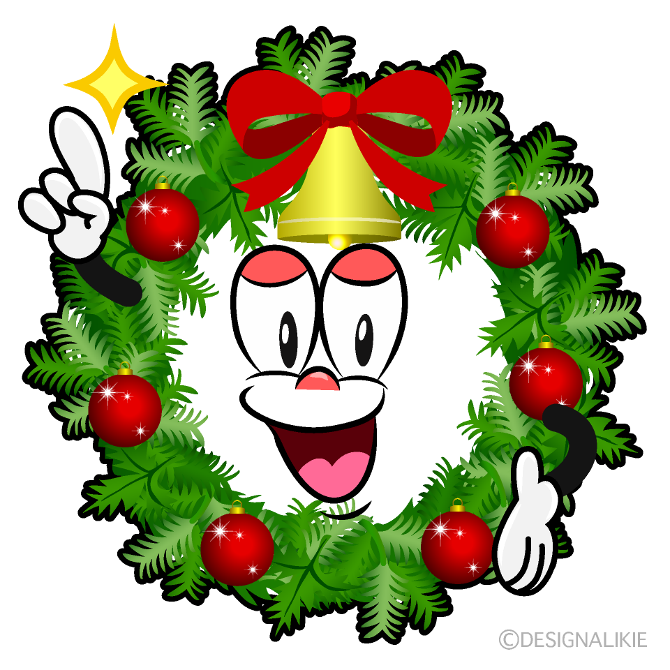 Posing Christmas Wreath Cartoon Character Image