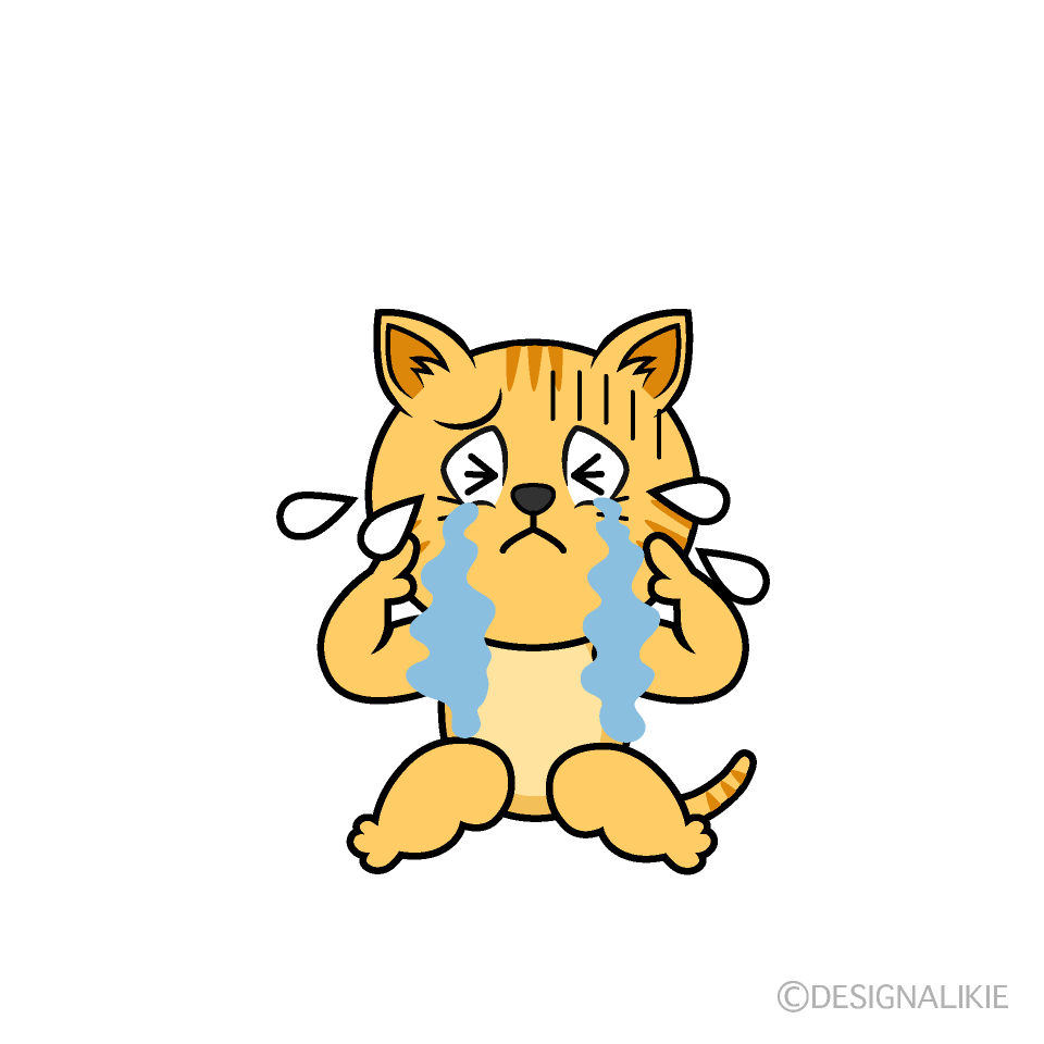 Crying Tabby Cat Cartoon Character Image
