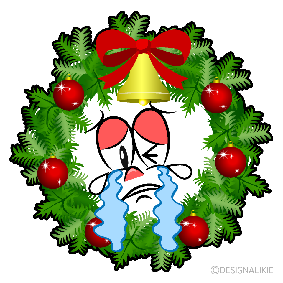 Crying Christmas Wreath Cartoon Character Image
