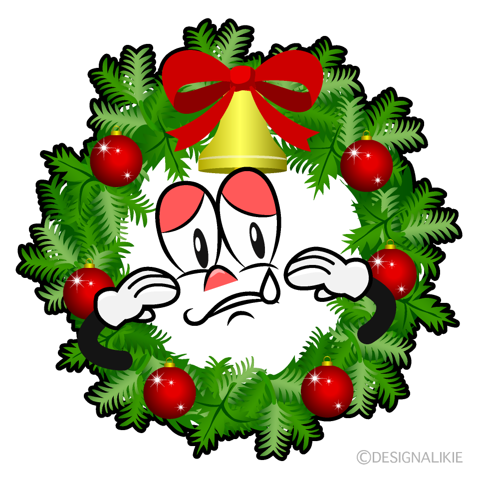 Sad Christmas Wreath Cartoon Character Image