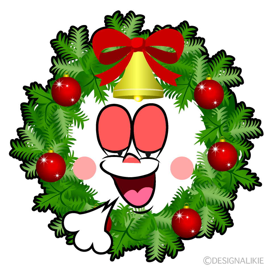 Relaxing Christmas Wreath Cartoon Character Image