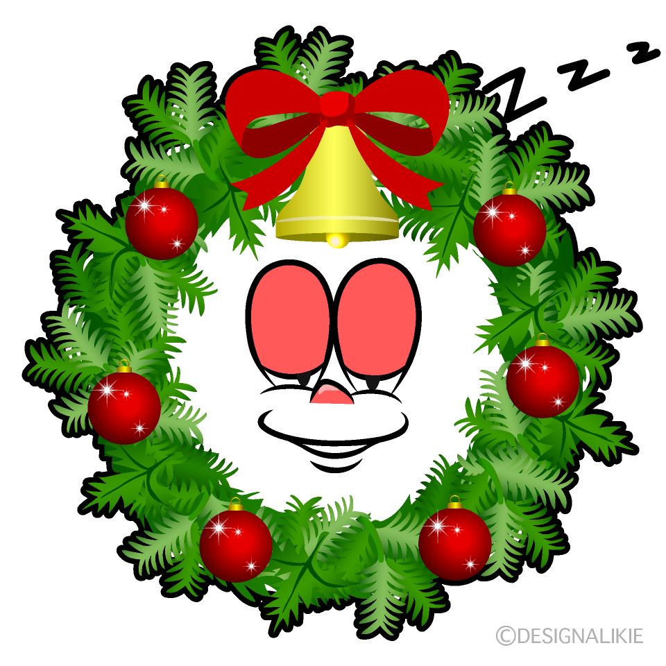 Sleeping Christmas Wreath Cartoon Character Image