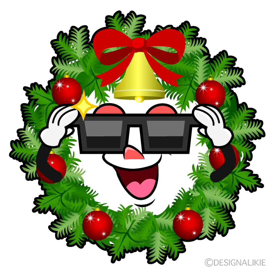 Cool Christmas Wreath Cartoon Character Image