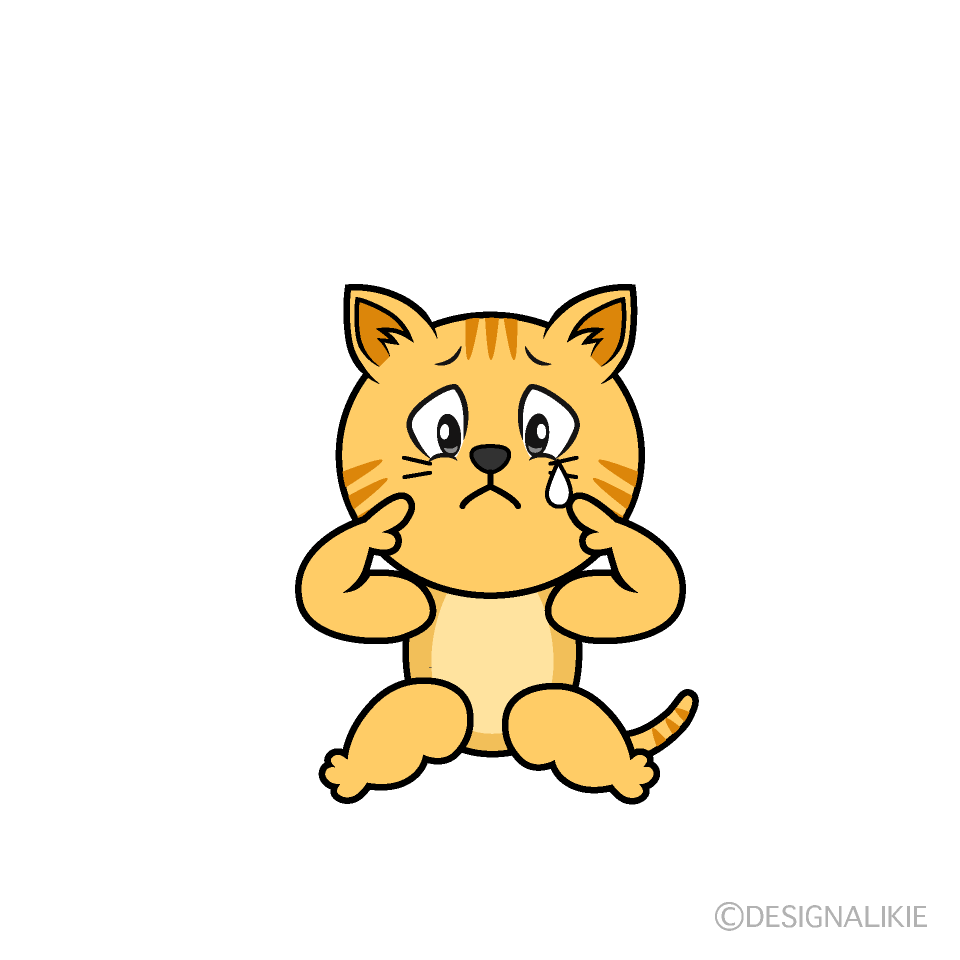 Sad Tabby Cat Cartoon Character Image