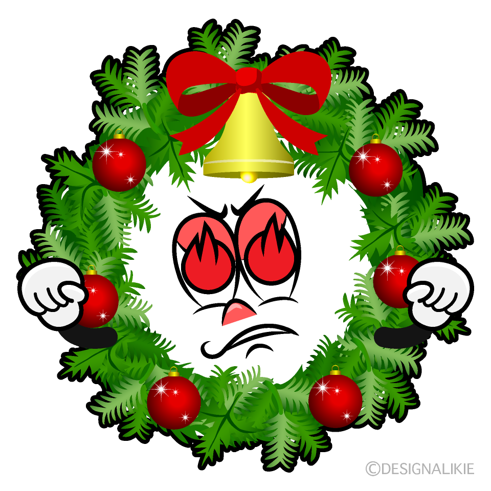 Enthusiasm Christmas Wreath Cartoon Character Image