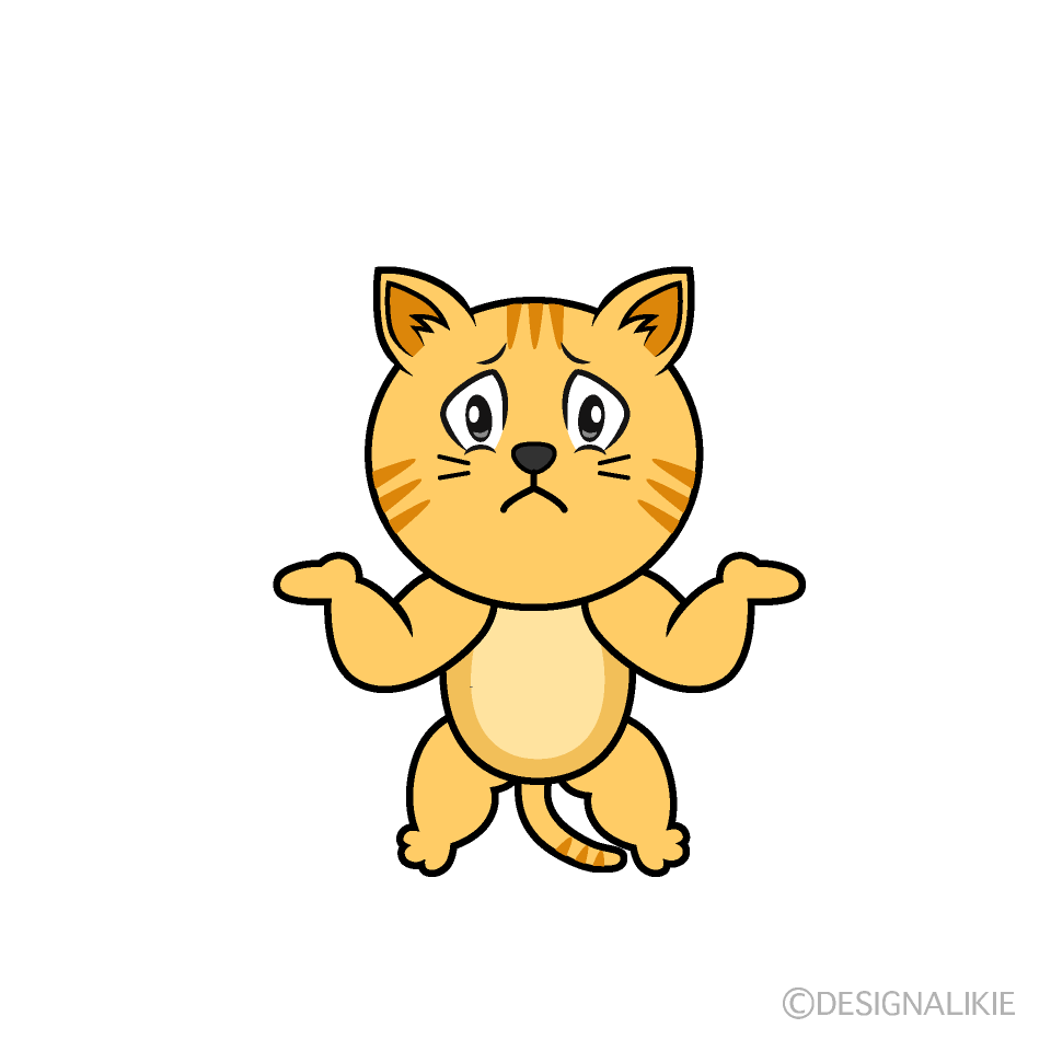 Troubled Tabby Cat Cartoon Character Image