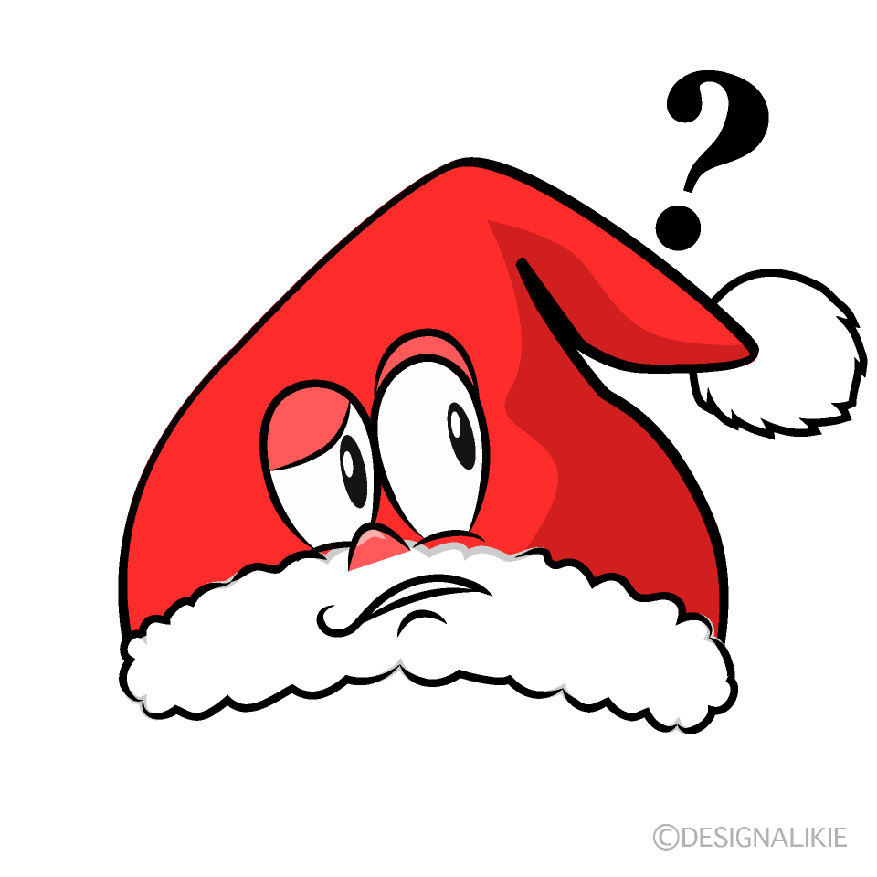 Thinking Santa Hat Cartoon Character Image