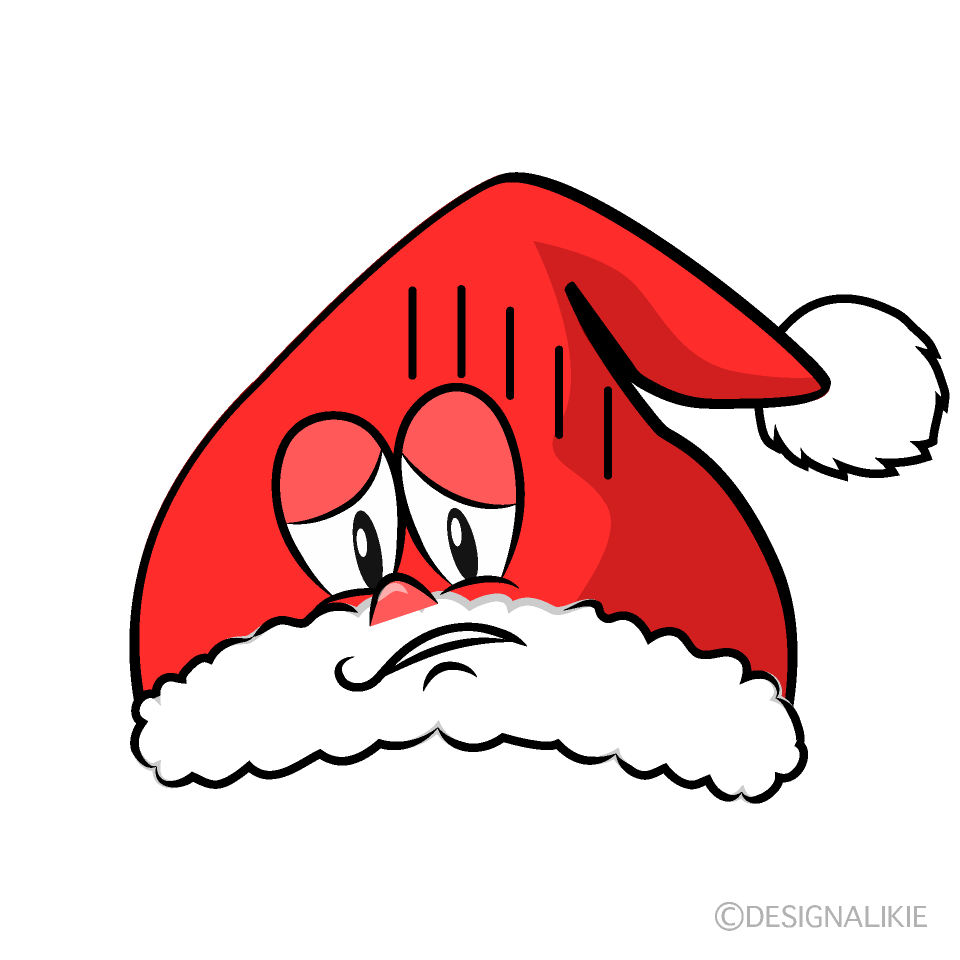 Depressed Santa Hat Cartoon Character Image