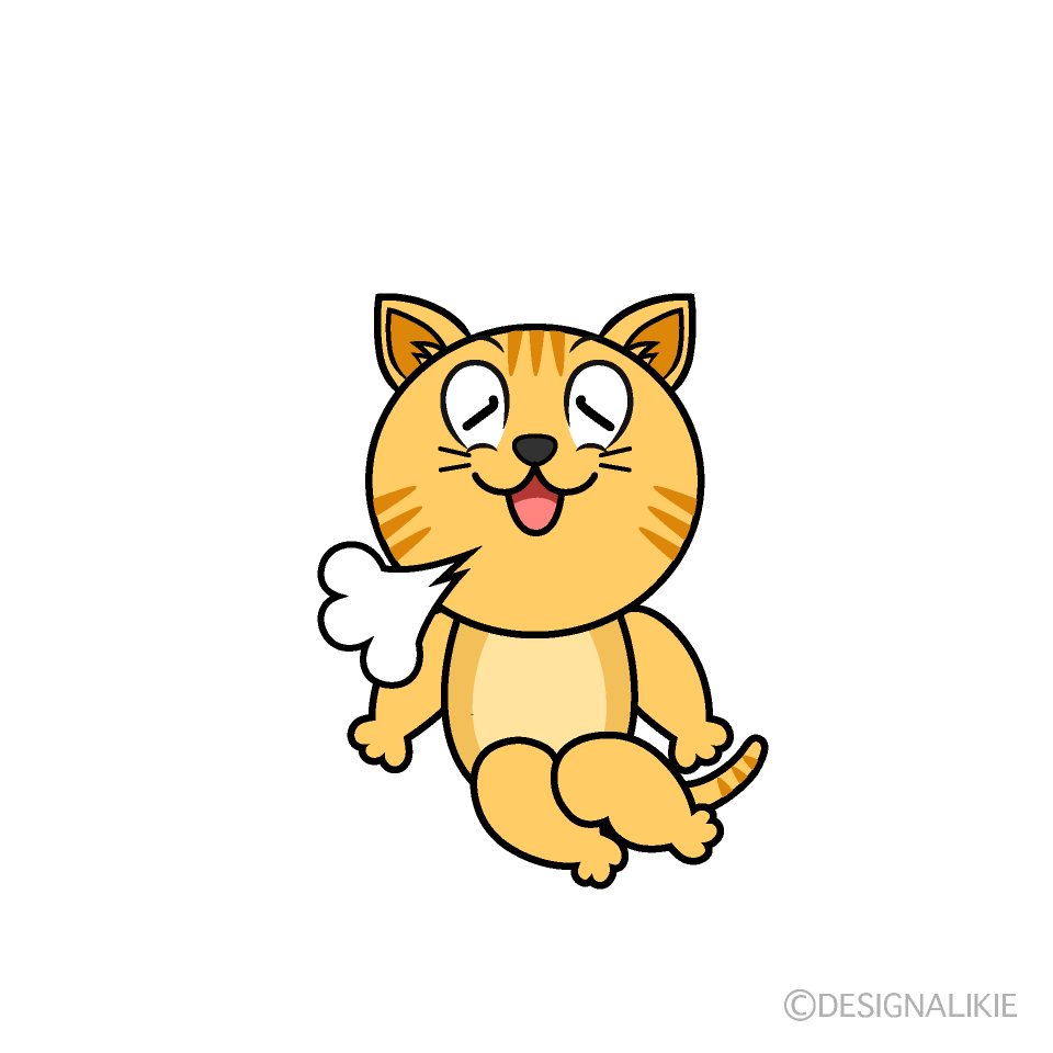 Relaxing Tabby Cat Cartoon Character Image