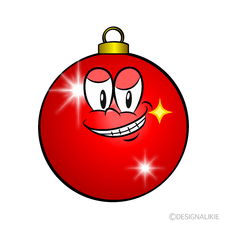 Grinning Christmas Ornament Cartoon Character Image