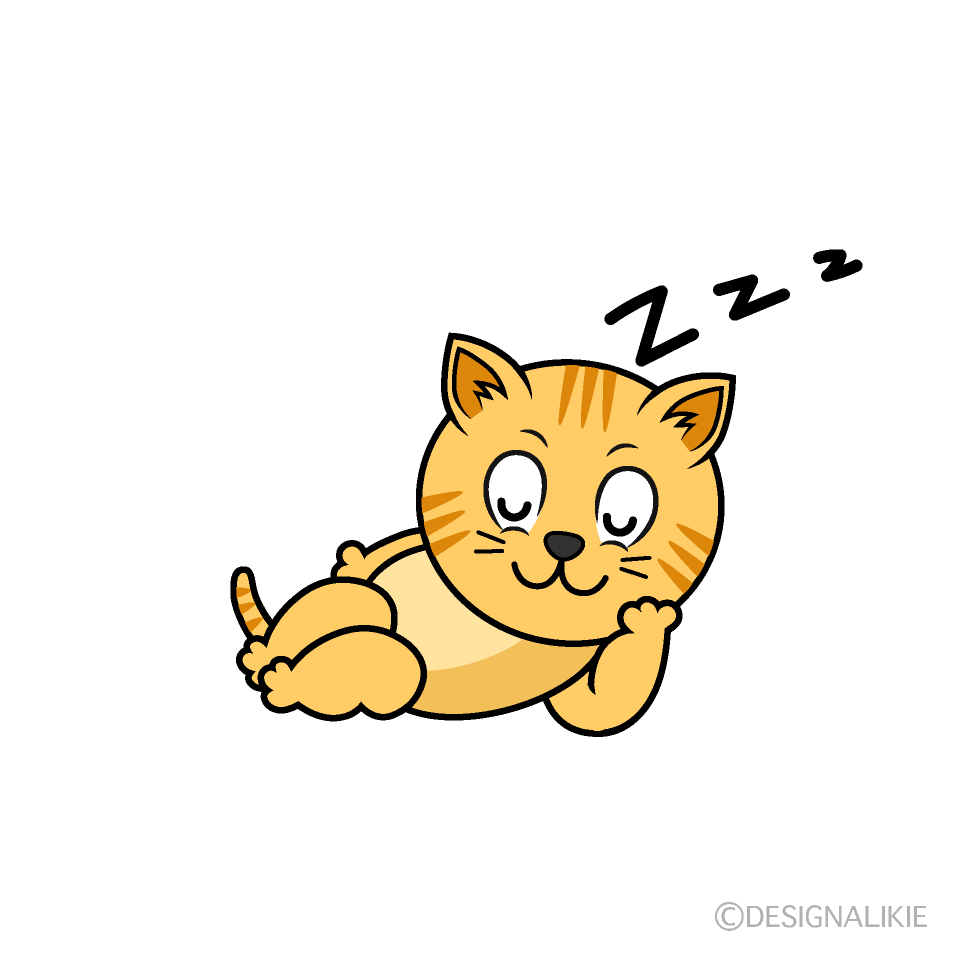 Sleeping Tabby Cat Cartoon Character Image