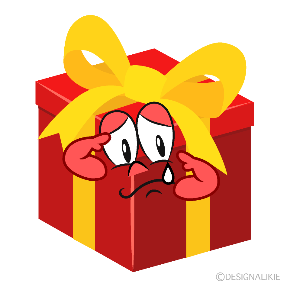 Sad Present Cartoon Character Image