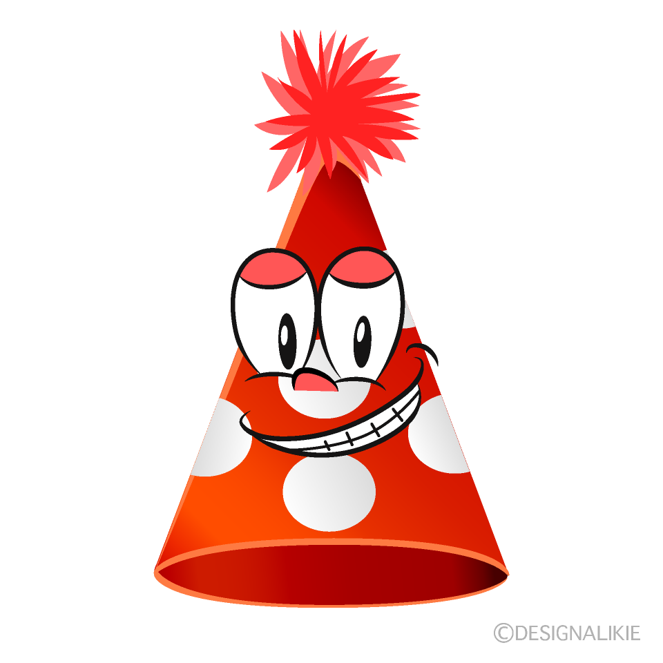 Grinning Birthday Hat Cartoon Character Image