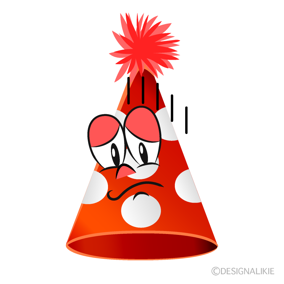 Depressed Birthday Hat Cartoon Character Image