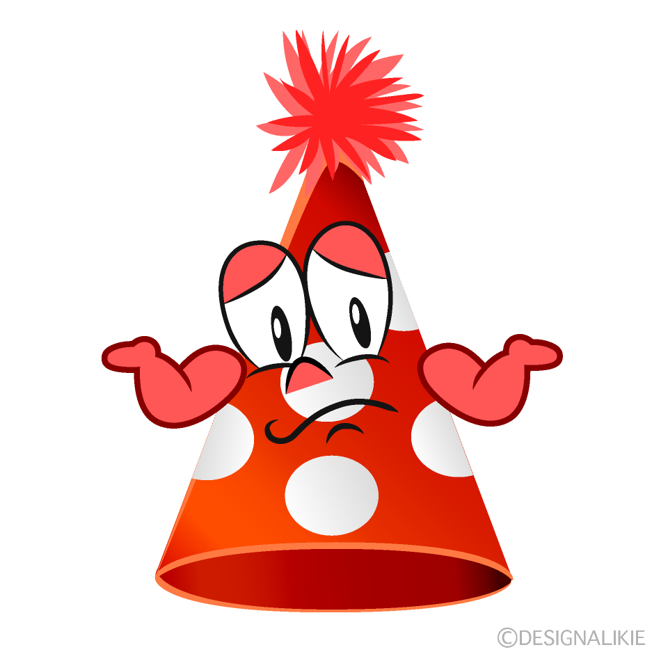 Troubled Birthday Hat Cartoon Character Image