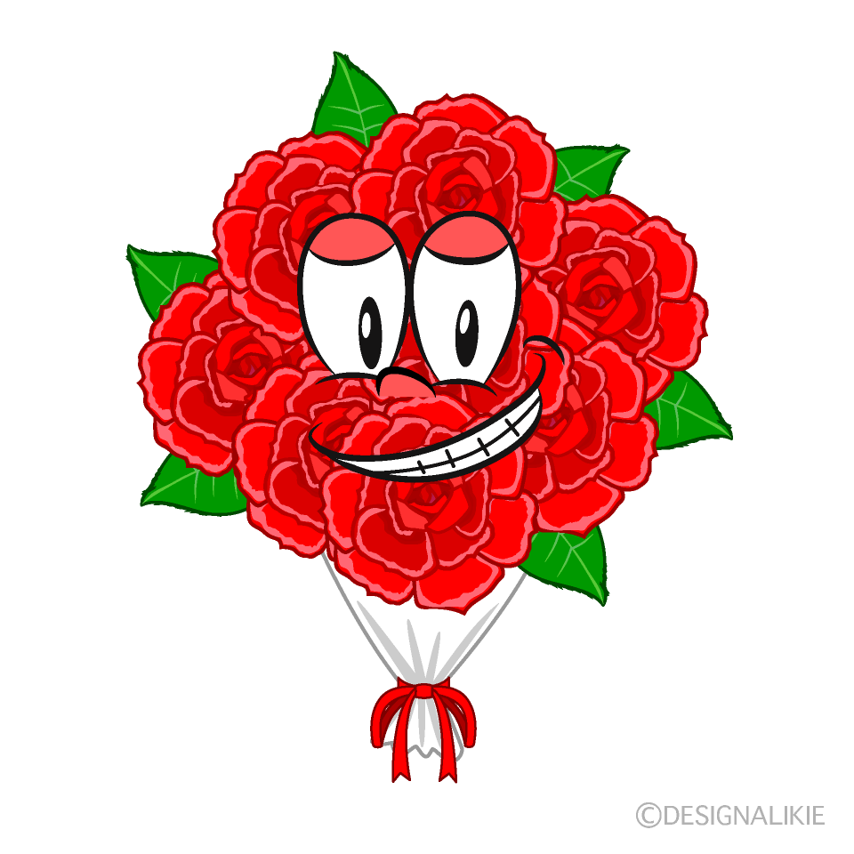 Grinning Flower Bouquet Cartoon Character Image