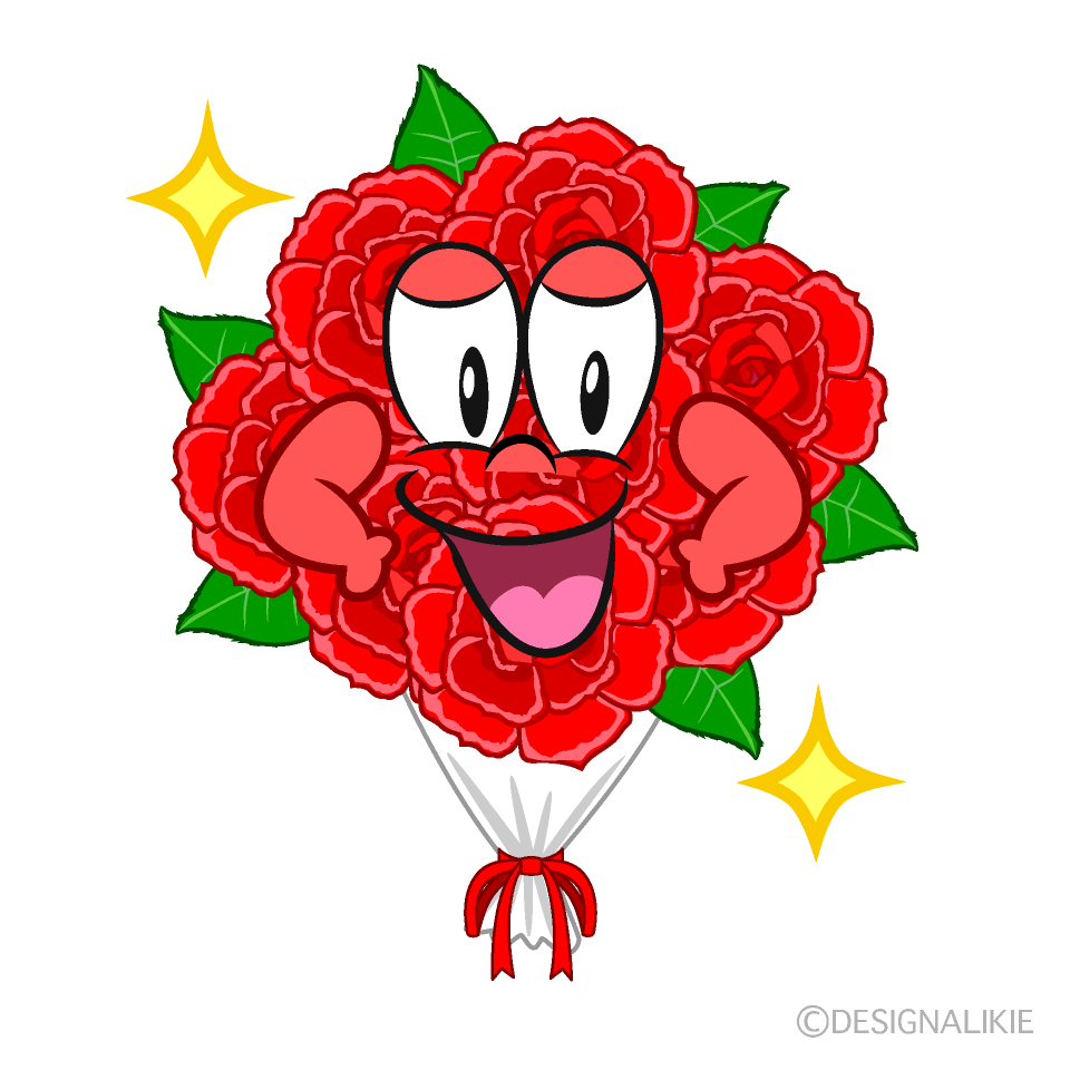 Glitter Flower Bouquet Cartoon Character Image