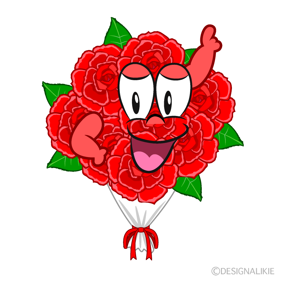 Posing Flower Bouquet Cartoon Character Image