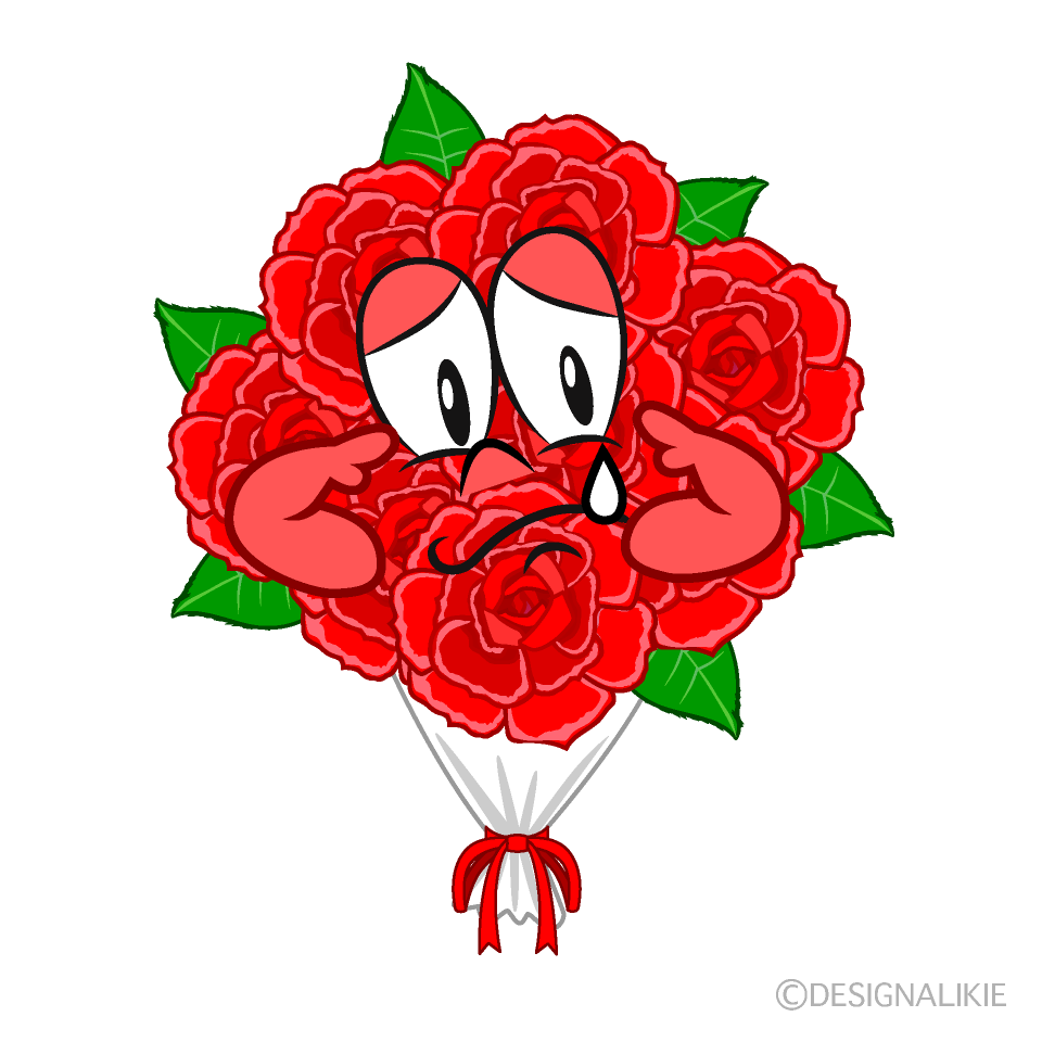 Sad Flower Bouquet Cartoon Character Image