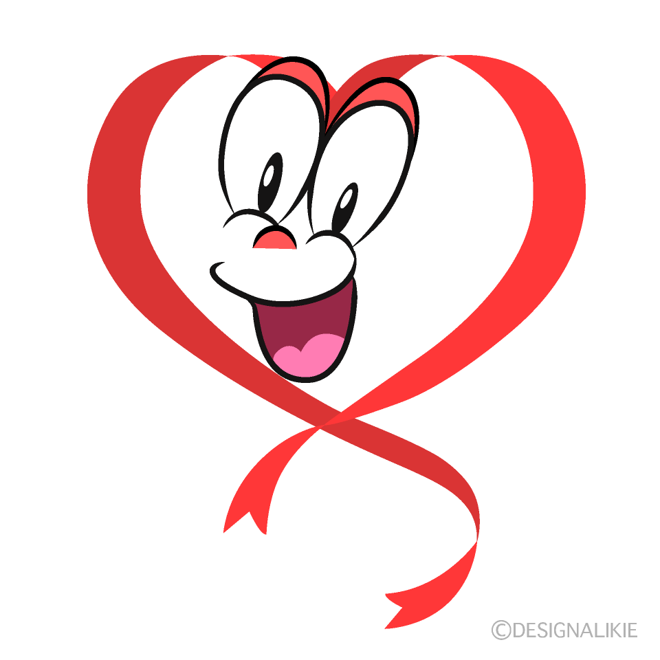 Surprising Heart Ribbon Cartoon Character Image