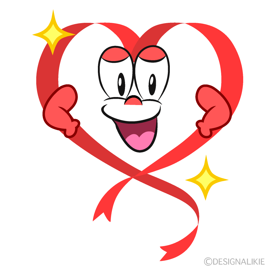 Glitter Heart Ribbon Cartoon Character Image