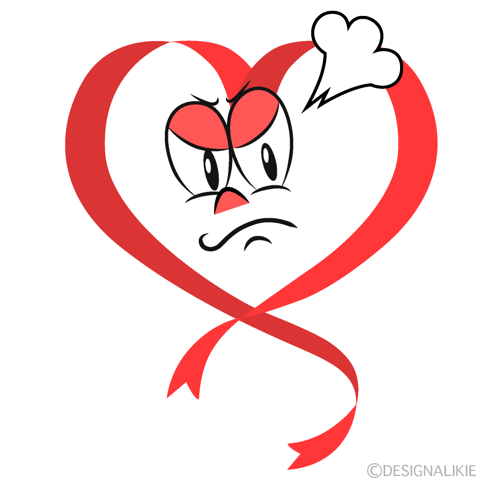 Angry Heart Ribbon Cartoon Character Image