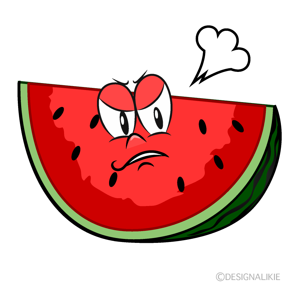 Angry Cut Watermelon Cartoon Character Image