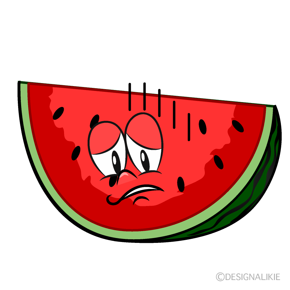 Depressed Cut Watermelon Cartoon Character Image