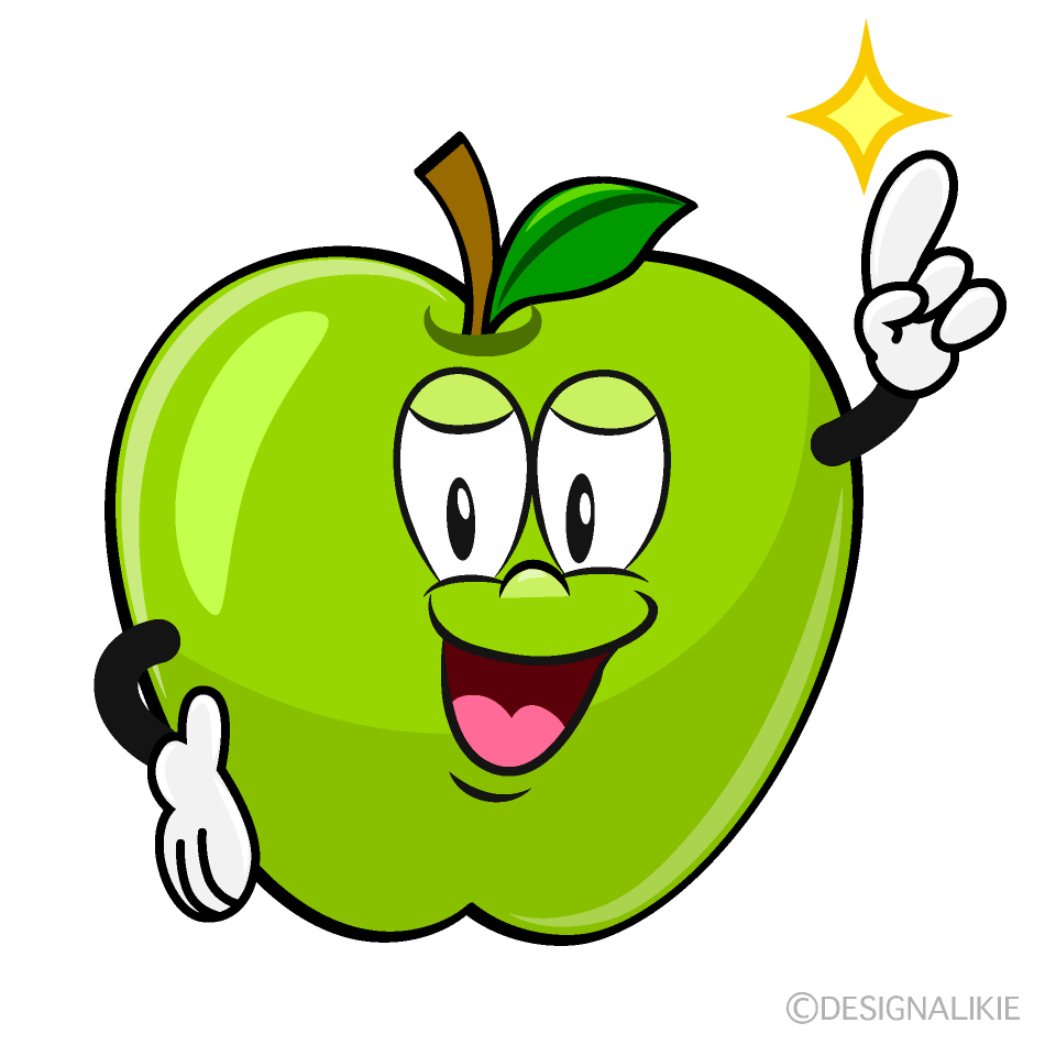 Posing Green Apple Cartoon Character Image