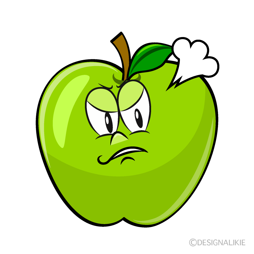 Angry Green Apple Cartoon Character Image