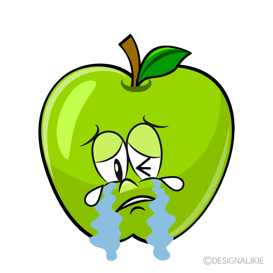 Crying Green Apple Cartoon Character Image
