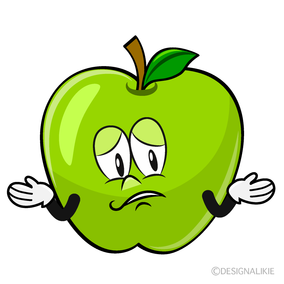 Troubled Green Apple Cartoon Character Image