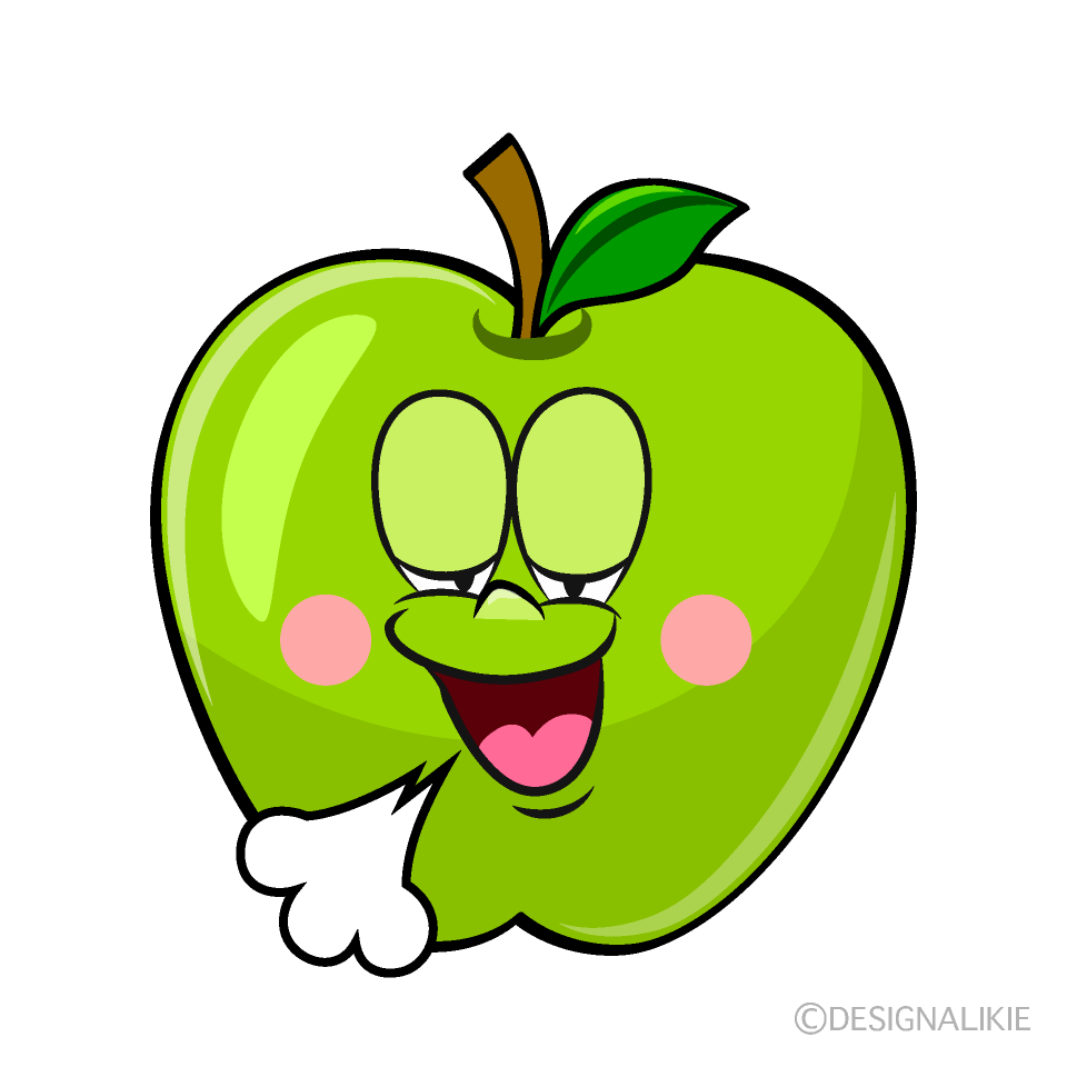 Relaxing Green Apple Cartoon Character Image