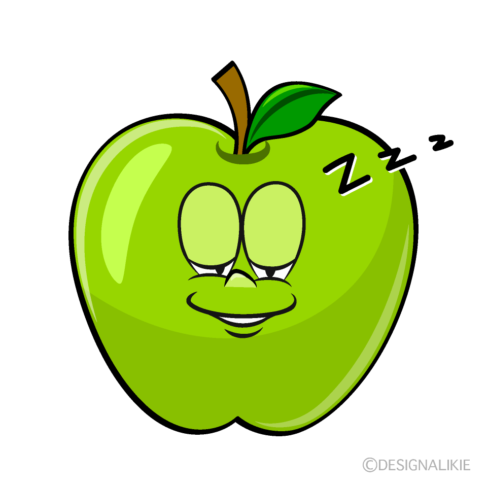 Sleeping Green Apple Cartoon Character Image