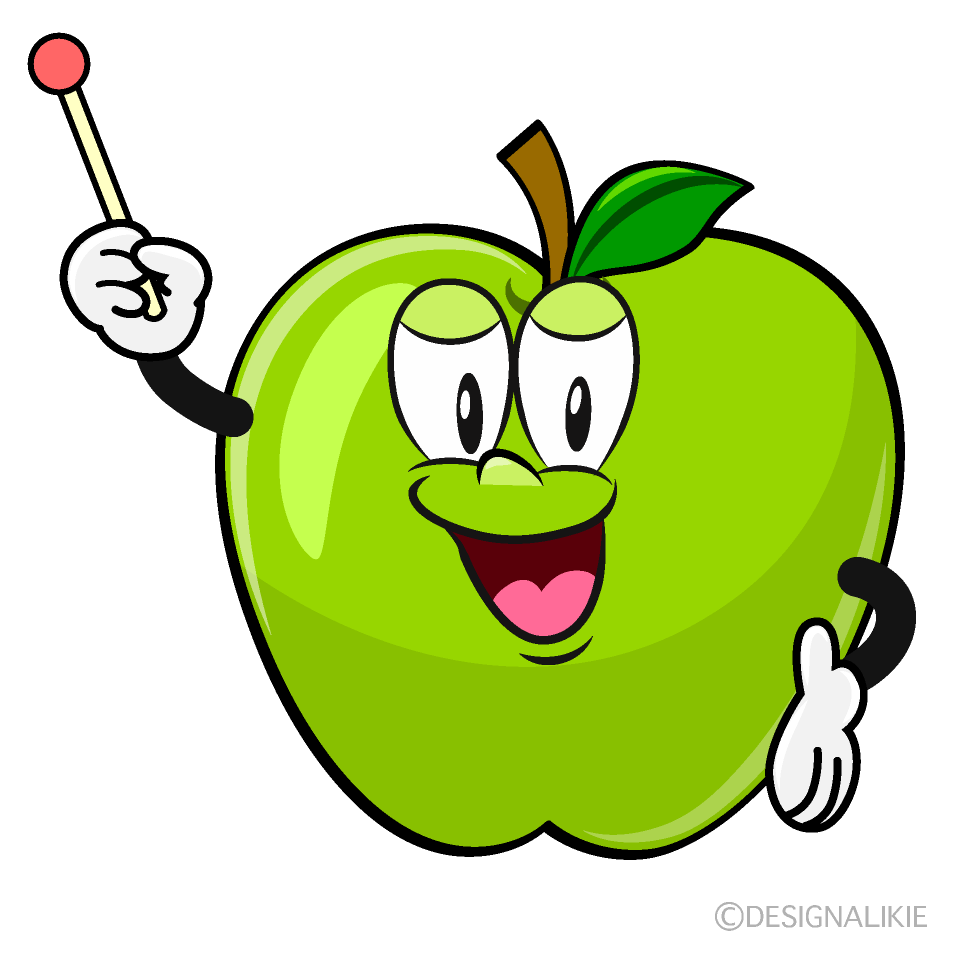Speaking Green Apple Cartoon Character Image