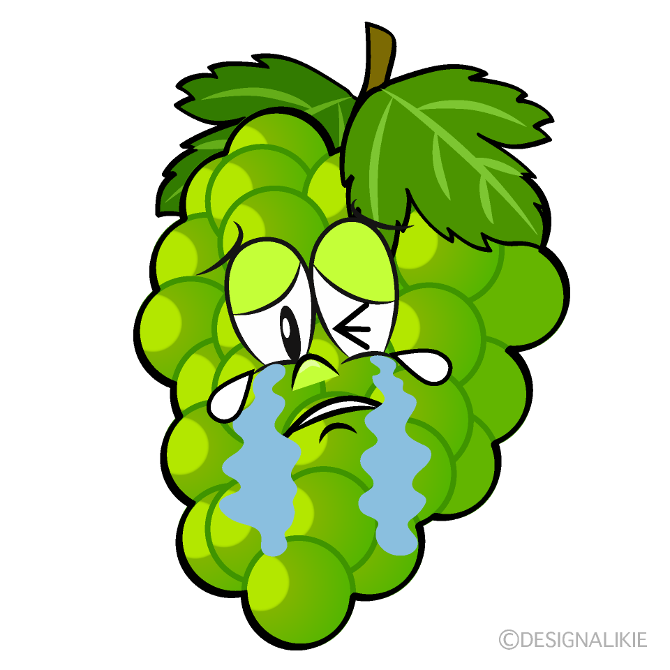 Crying Green Grape Cartoon Character Image
