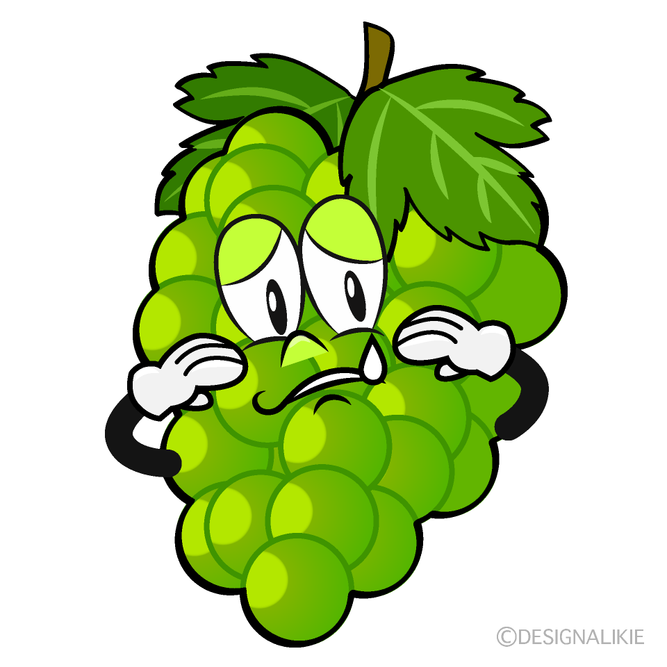 Sad Green Grape Cartoon Character Image