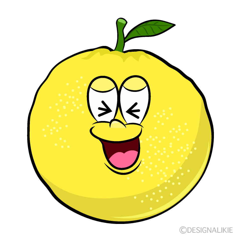 Laughing Grapefruit Cartoon Character Image