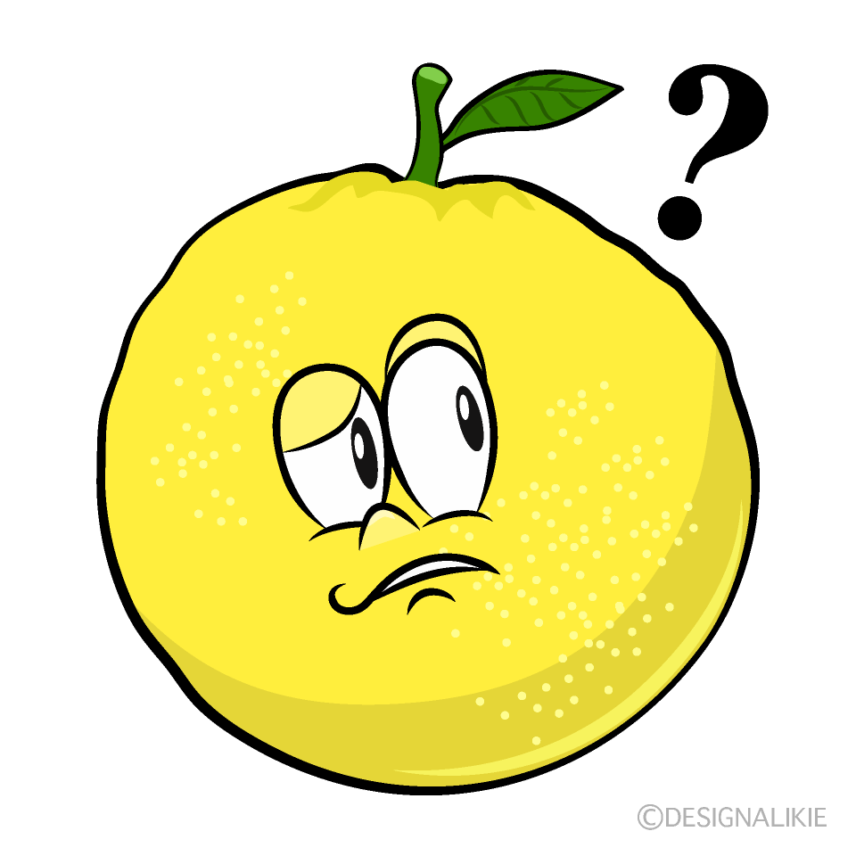 Thinking Grapefruit Cartoon Character Image