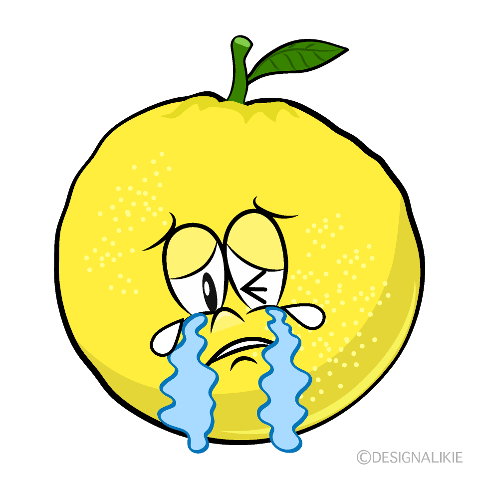 Crying Grapefruit Cartoon Character Image