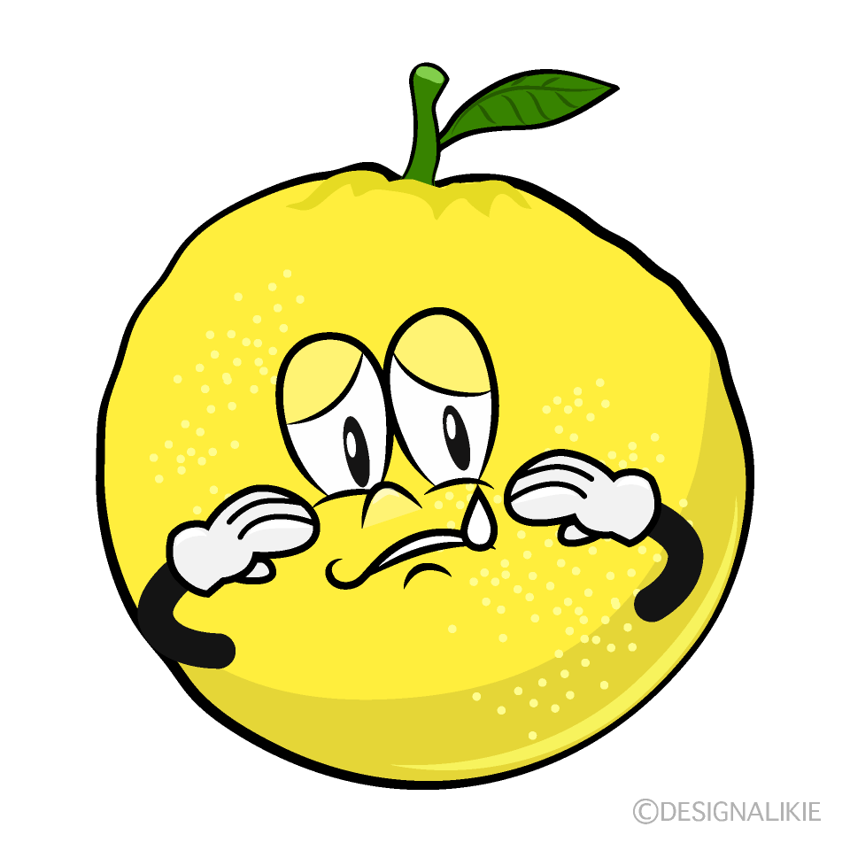 Sad Grapefruit Cartoon Character Image
