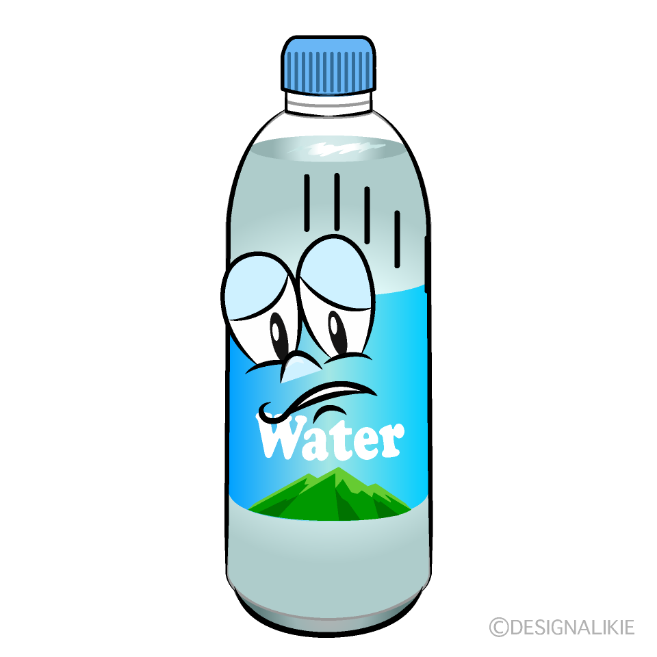 Depressed Water Bottle Cartoon Character Image