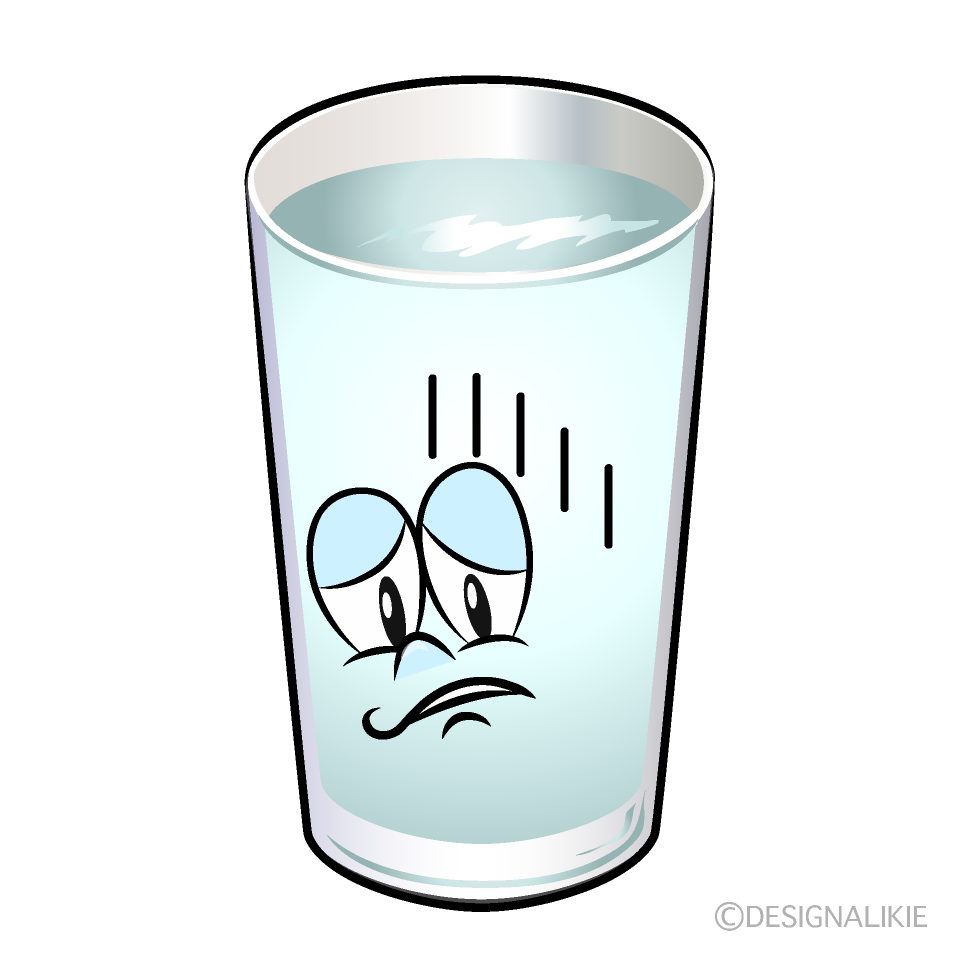 Depressed Water Glass Cartoon Character Image