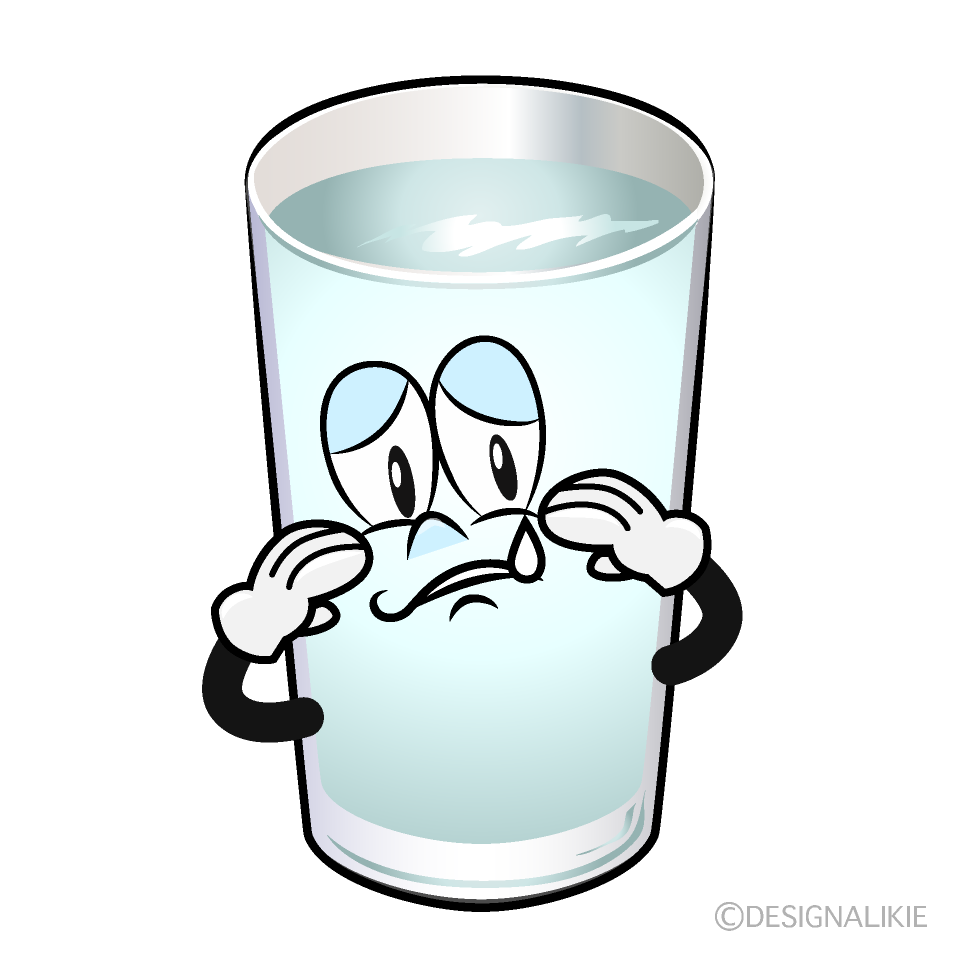 Sad Water Glass Cartoon Character Image