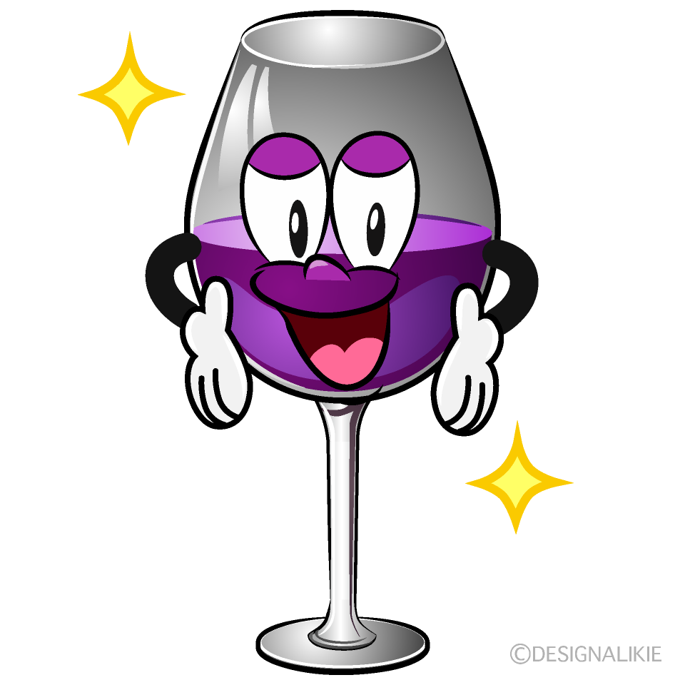 Glitter Wine Glass Cartoon Character Image