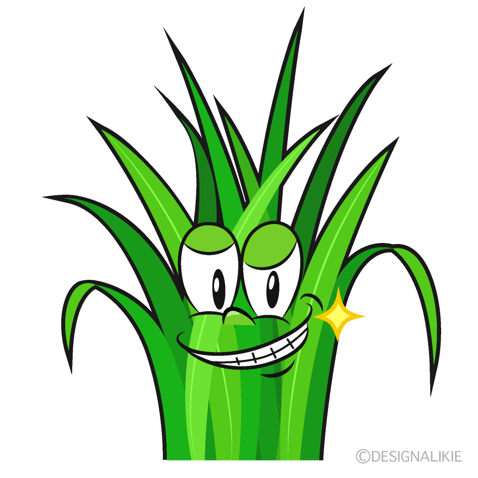 Grinning Grass Cartoon Character Image