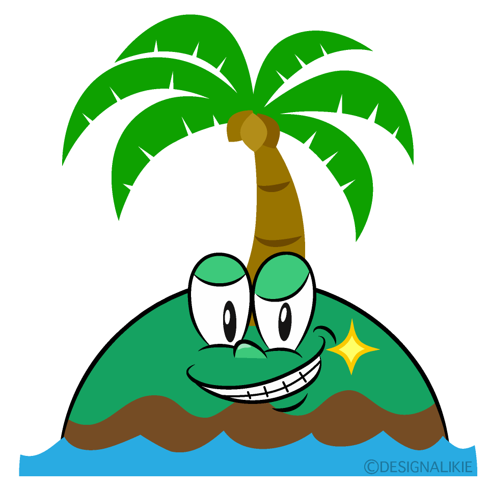 Grinning Palm Island Cartoon Character Image