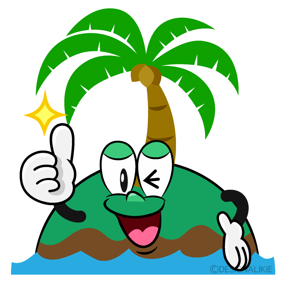 Thumbs up Palm Island Cartoon Character Image