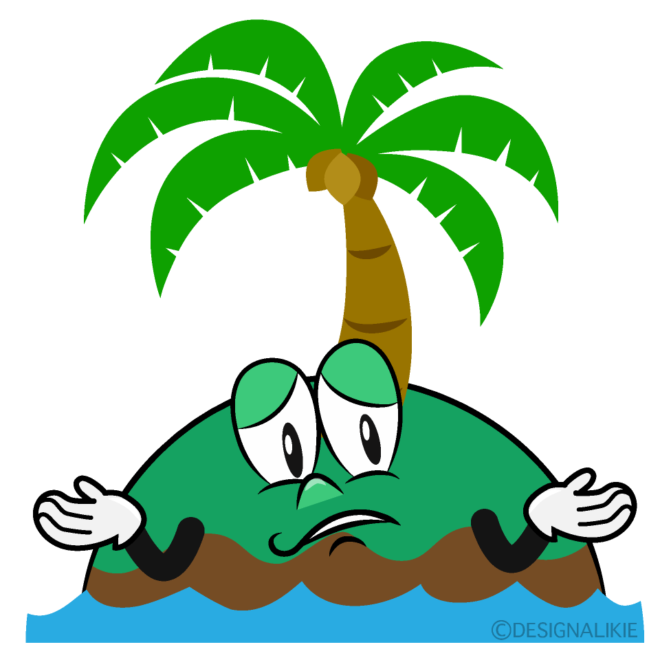 Troubled Palm Island Cartoon Character Image