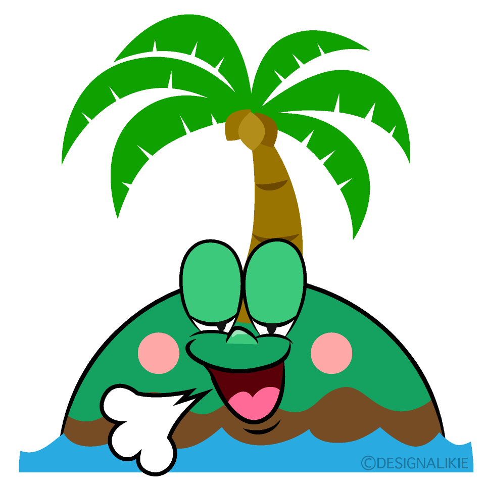 Relaxing Palm Island Cartoon Character Image